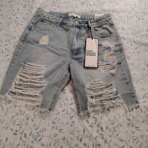 Almost Famous Ripped Distressed Light Blue Denim Shorts